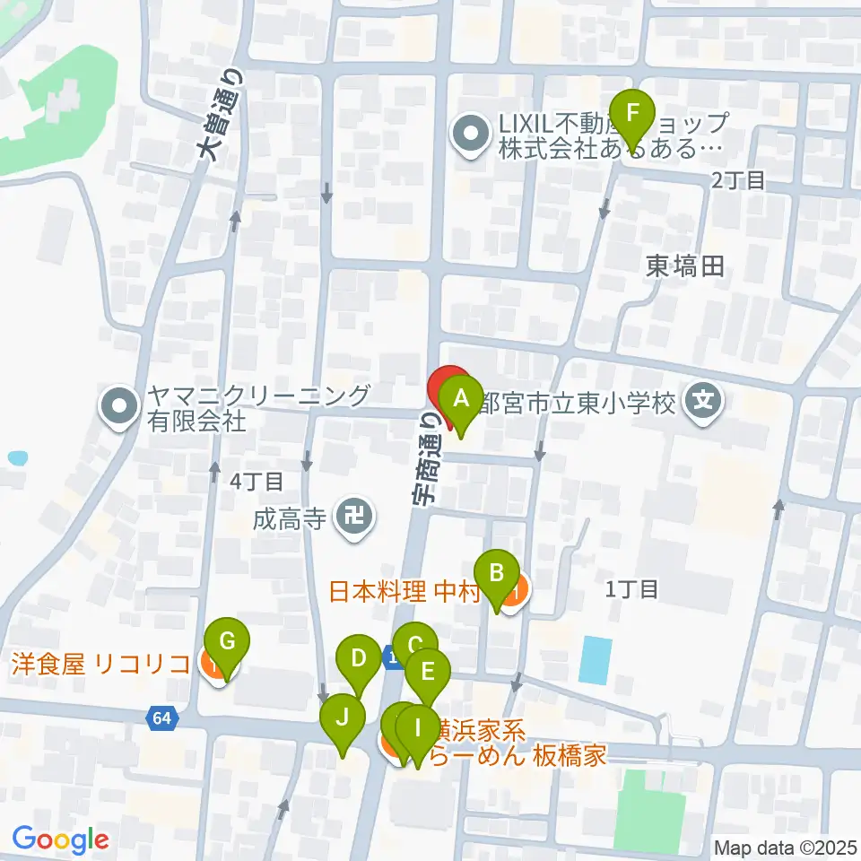 BEAT CLUB STUDIO周辺のファミレス・ファーストフード一覧地図