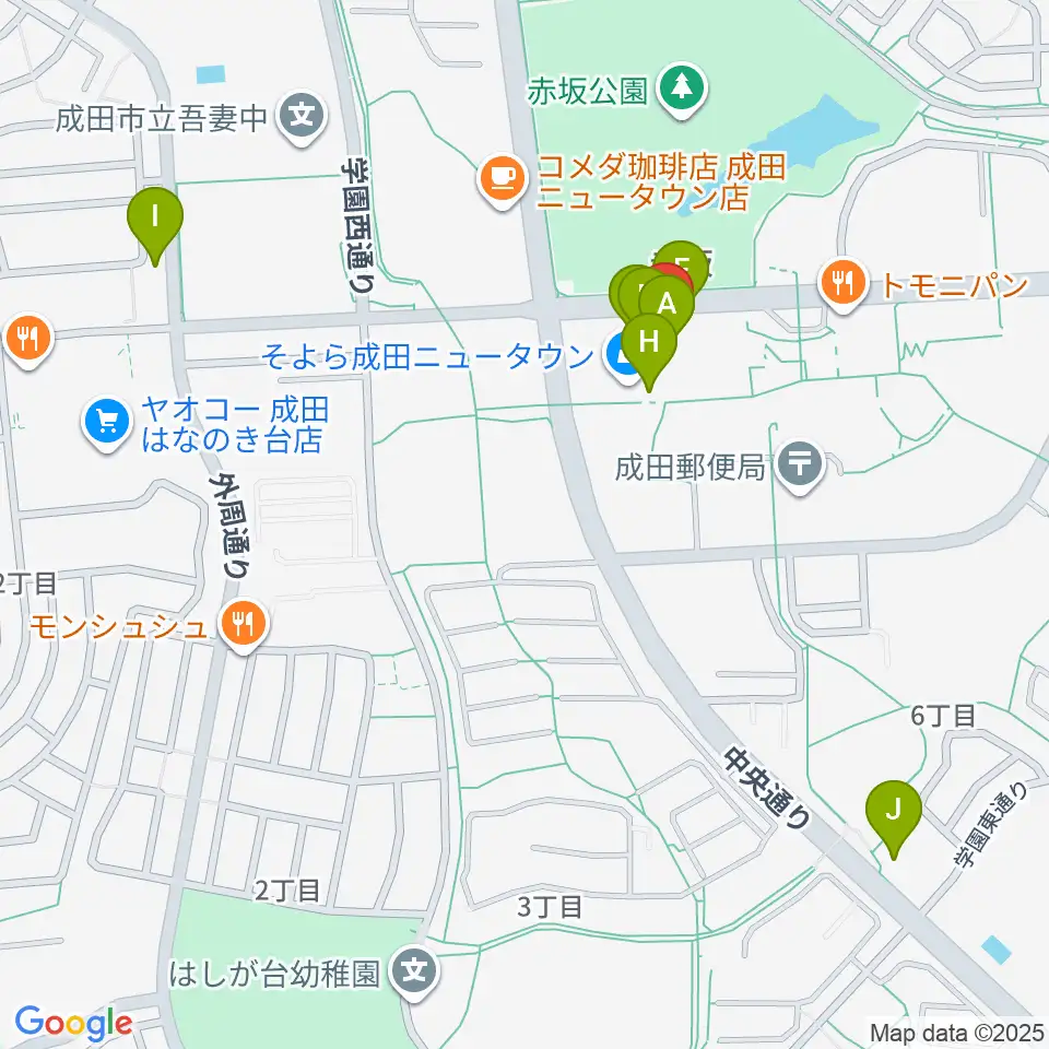 島村楽器 成田ボンベルタ店周辺のファミレス・ファーストフード一覧地図