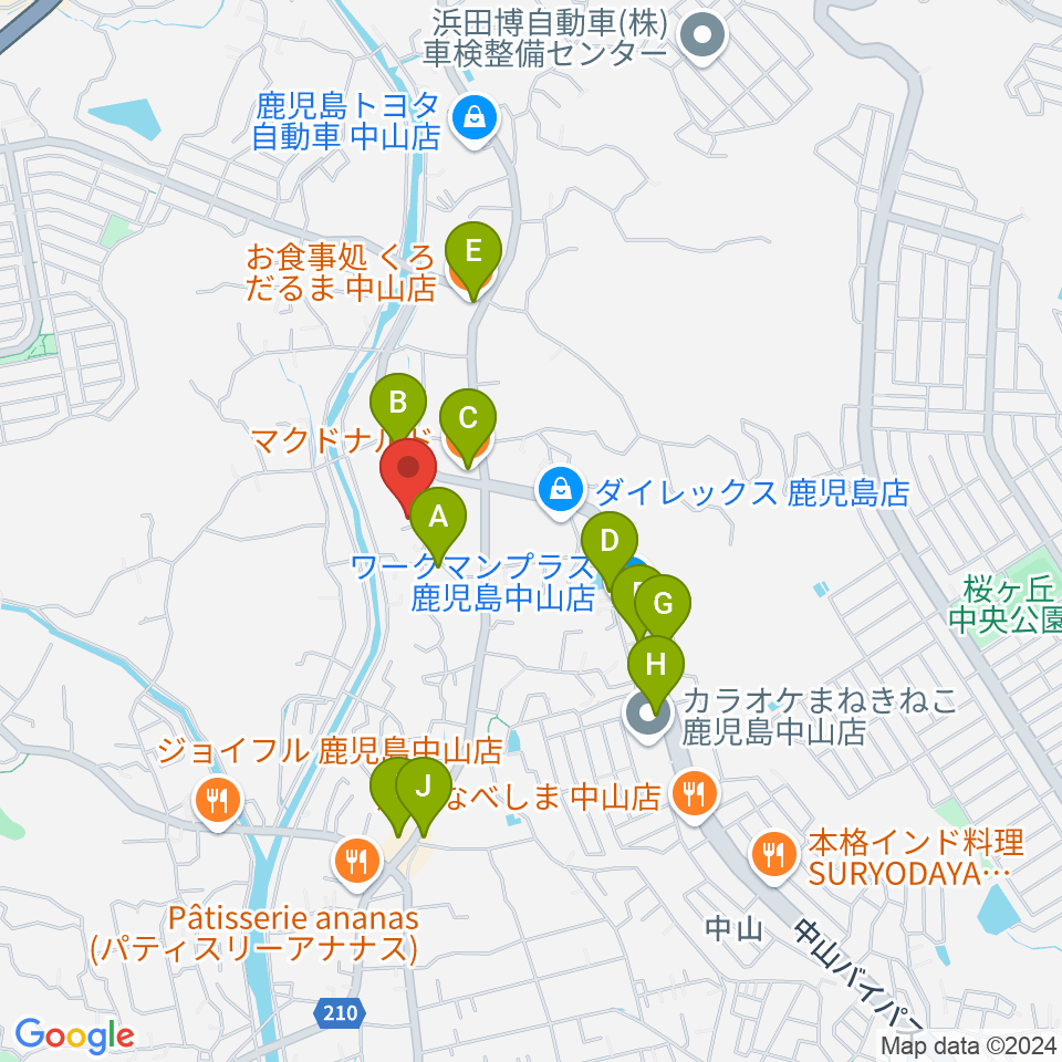 チンパンジースタジオ周辺のファミレス・ファーストフード一覧地図