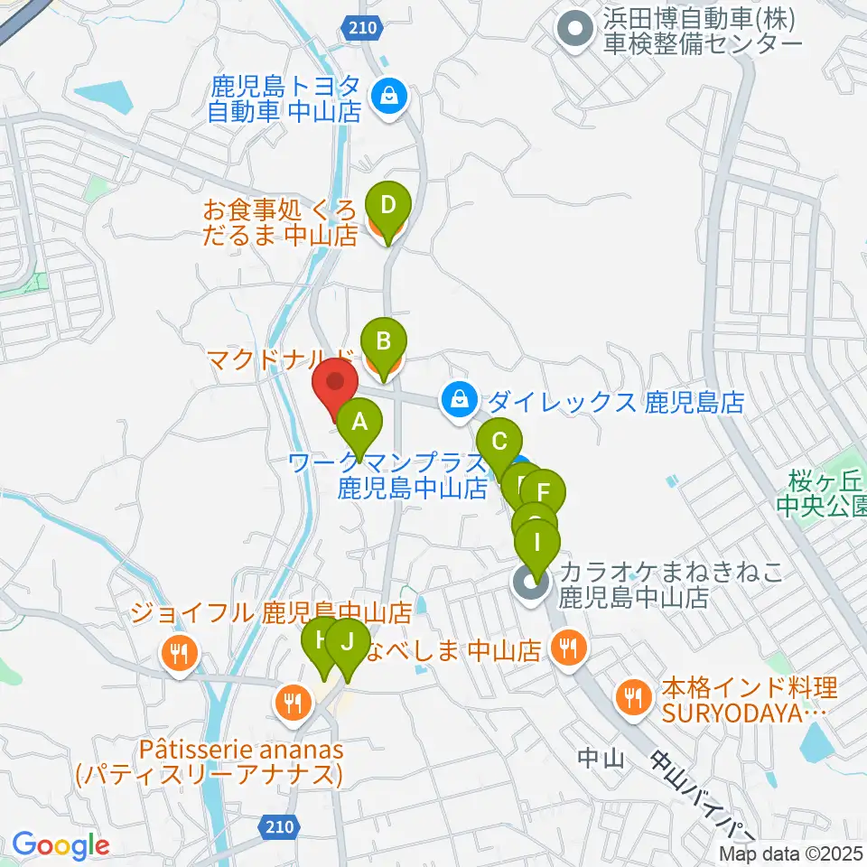 チンパンジースタジオ周辺のファミレス・ファーストフード一覧地図