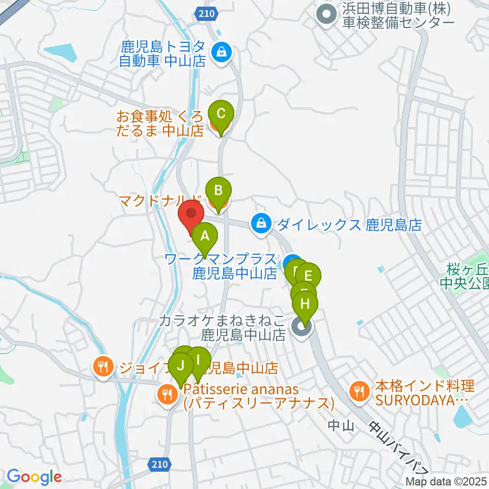 チンパンジースタジオ周辺のファミレス・ファーストフード一覧地図