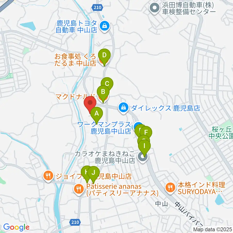 チンパンジースタジオ周辺のファミレス・ファーストフード一覧地図