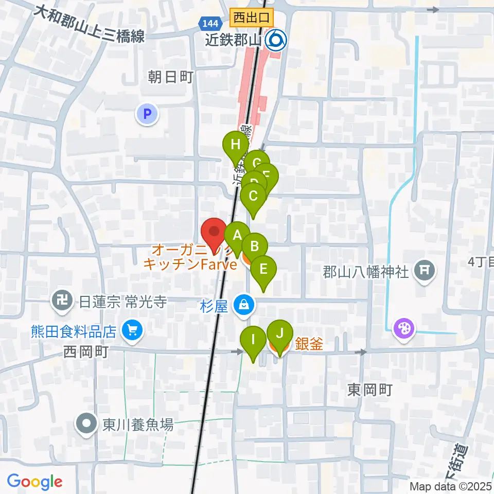 NMG studio周辺のファミレス・ファーストフード一覧地図