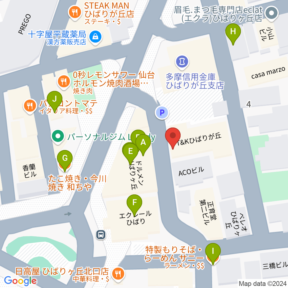 STUDIO VITO周辺のファミレス・ファーストフード一覧地図