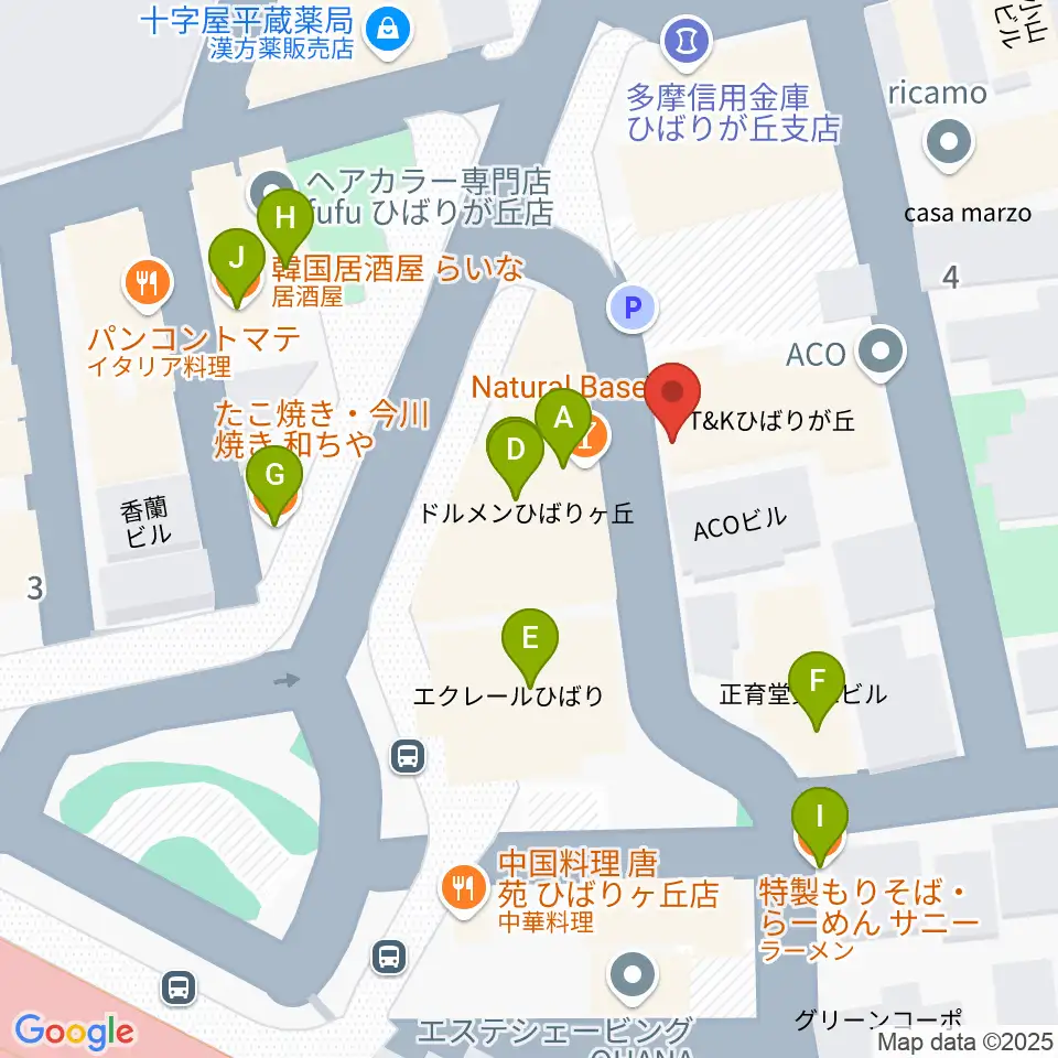 STUDIO VITO周辺のファミレス・ファーストフード一覧地図