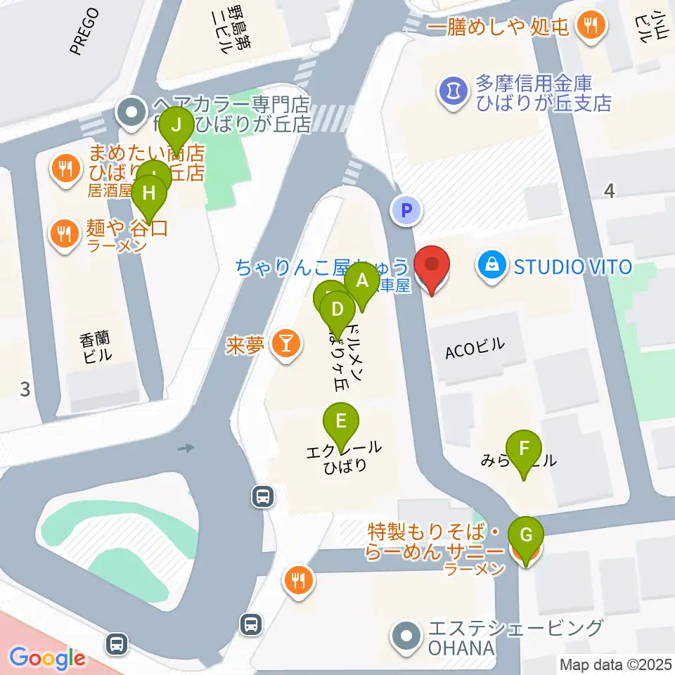 STUDIO VITO周辺のファミレス・ファーストフード一覧地図