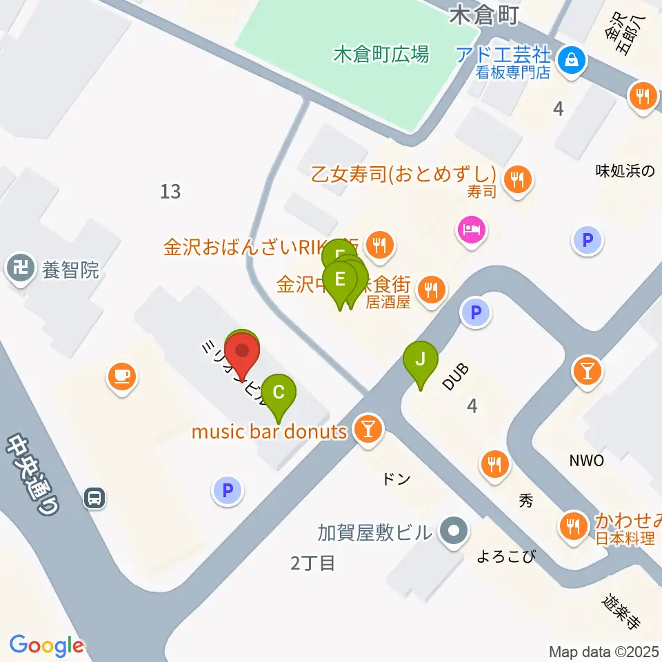 金沢GOLD CREEK周辺のファミレス・ファーストフード一覧地図