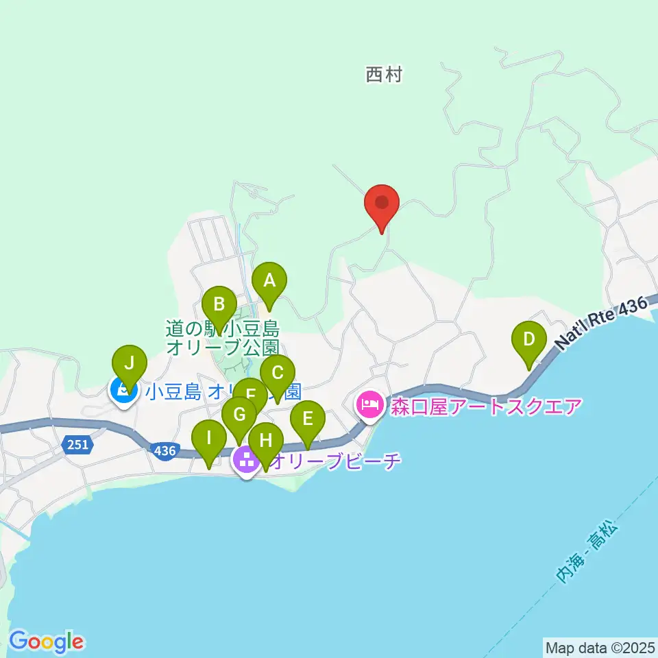 小豆島ペンション バァンキャトル・ウ周辺のファミレス・ファーストフード一覧地図