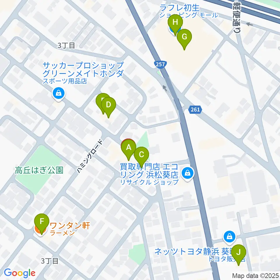アオイ楽器店 葵町センター周辺のファミレス・ファーストフード一覧地図