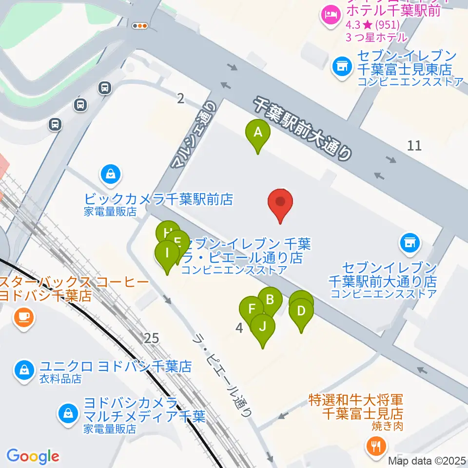 島村楽器 千葉店周辺のファミレス・ファーストフード一覧地図