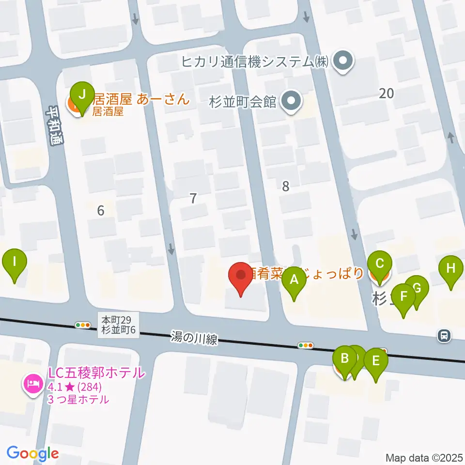 カワイ函館ショップ周辺のファミレス・ファーストフード一覧地図