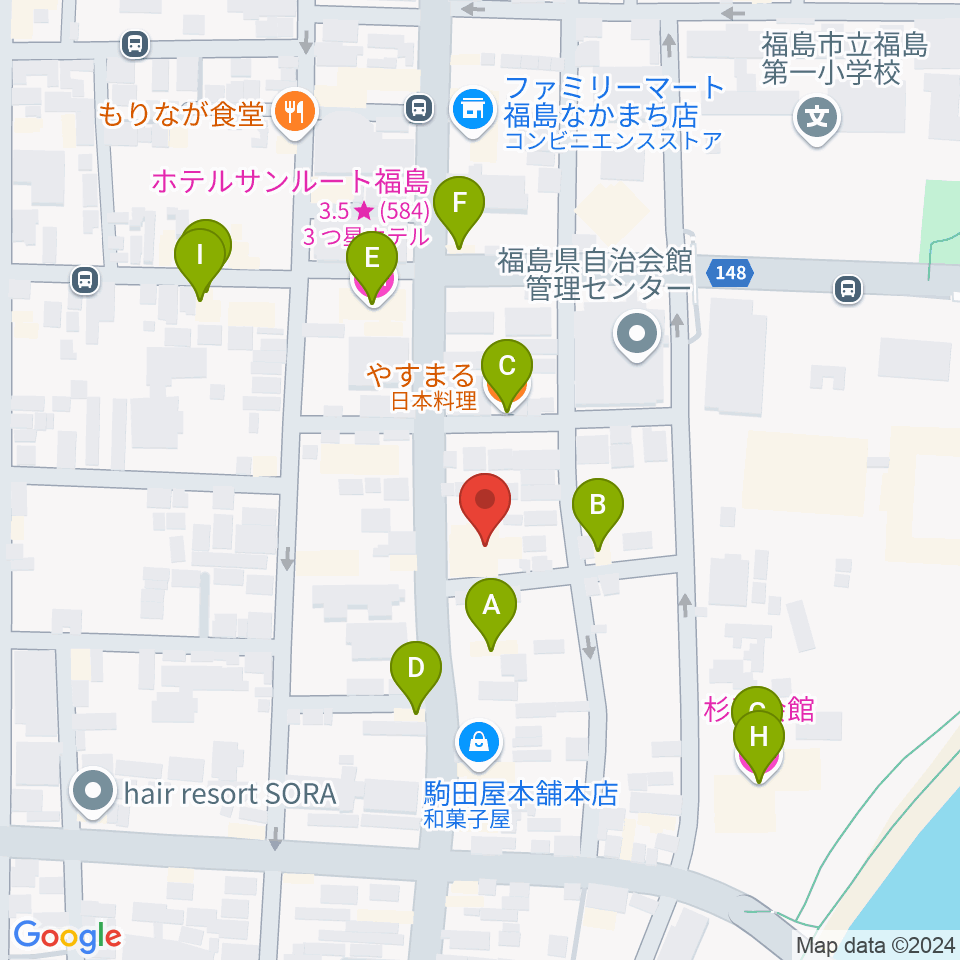 カワイ福島ショップ周辺のファミレス・ファーストフード一覧地図