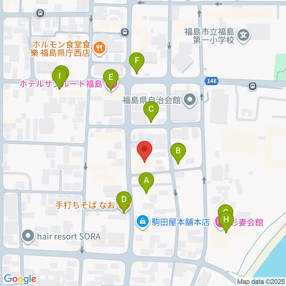 カワイ福島ショップ周辺のファミレス・ファーストフード一覧地図