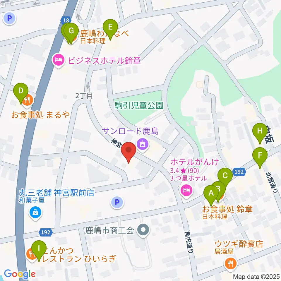 ミュージックショップ ボブ周辺のファミレス・ファーストフード一覧地図