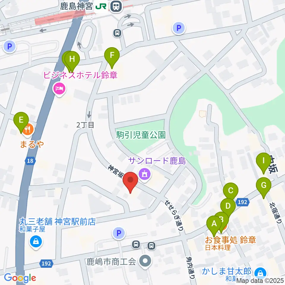 ミュージックショップ ボブ周辺のファミレス・ファーストフード一覧地図