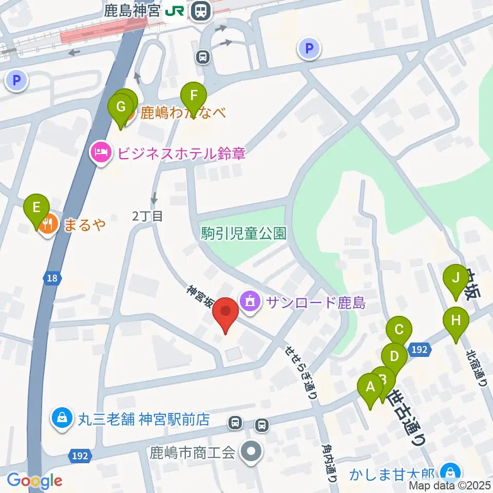 ミュージックショップ ボブ周辺のファミレス・ファーストフード一覧地図