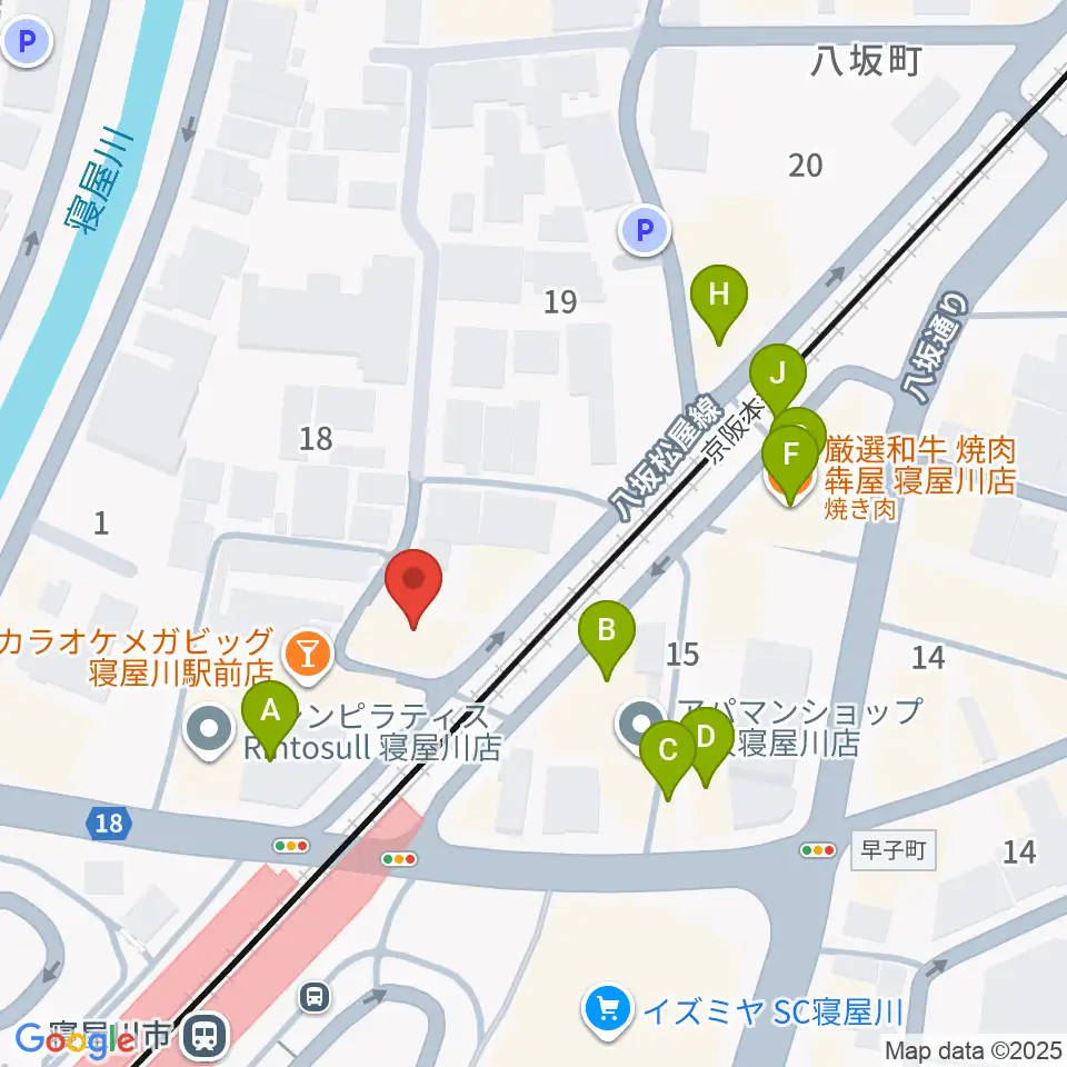 大東楽器 寝屋川店周辺のファミレス・ファーストフード一覧地図