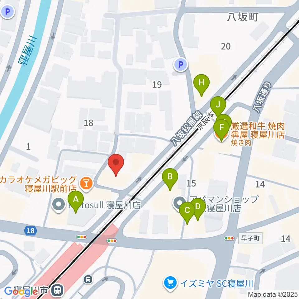 大東楽器 寝屋川店周辺のファミレス・ファーストフード一覧地図