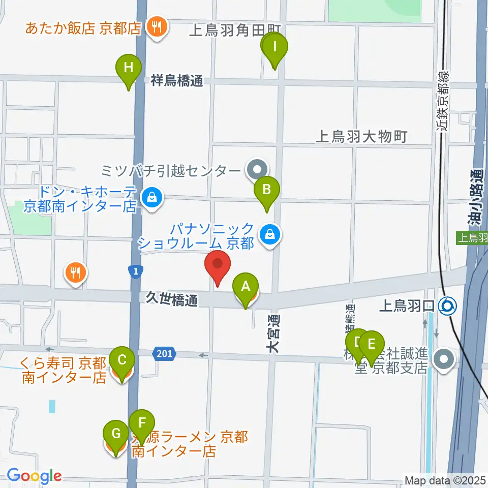カワイ京都ショップ周辺のファミレス・ファーストフード一覧地図
