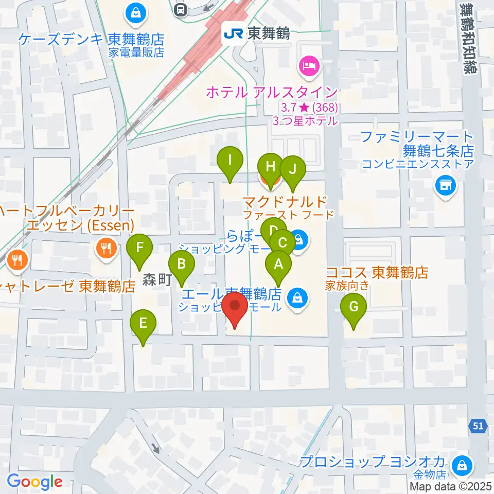 カワイ舞鶴ショップ周辺のファミレス・ファーストフード一覧地図