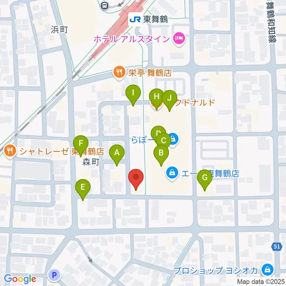 カワイ舞鶴ショップ周辺のファミレス・ファーストフード一覧地図