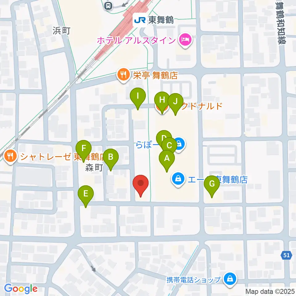 カワイ舞鶴ショップ周辺のファミレス・ファーストフード一覧地図