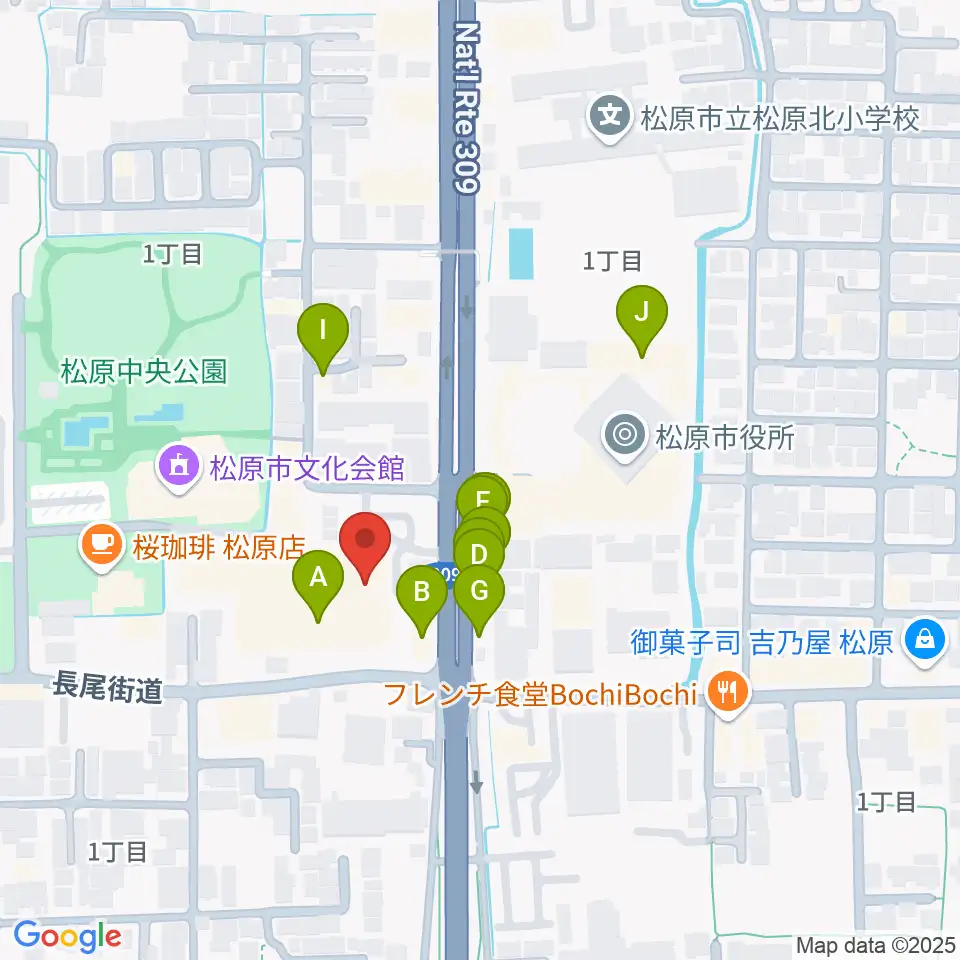 カワイ松原ショップ周辺のファミレス・ファーストフード一覧地図