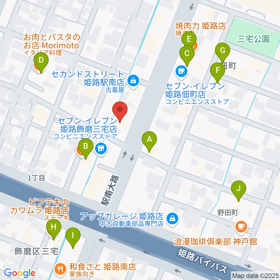 カワイ姫路ショップ周辺のファミレス・ファーストフード一覧地図