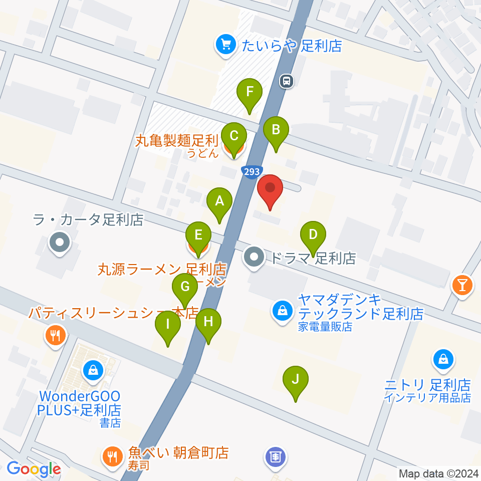 コグレ楽器周辺のファミレス・ファーストフード一覧地図