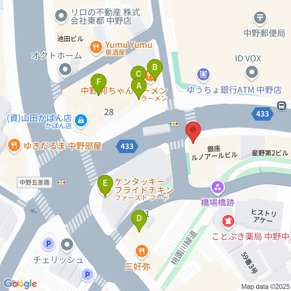 Volta Studio周辺のファミレス・ファーストフード一覧地図