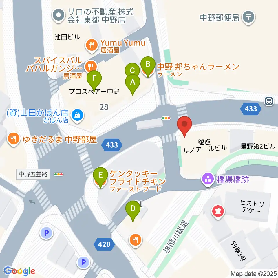 Volta Studio周辺のファミレス・ファーストフード一覧地図