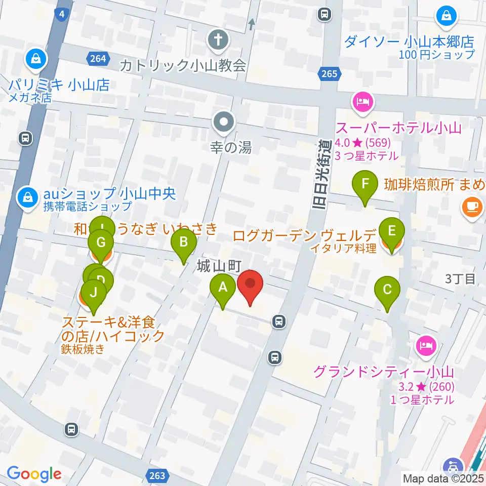 カワイ小山ショップ周辺のファミレス・ファーストフード一覧地図