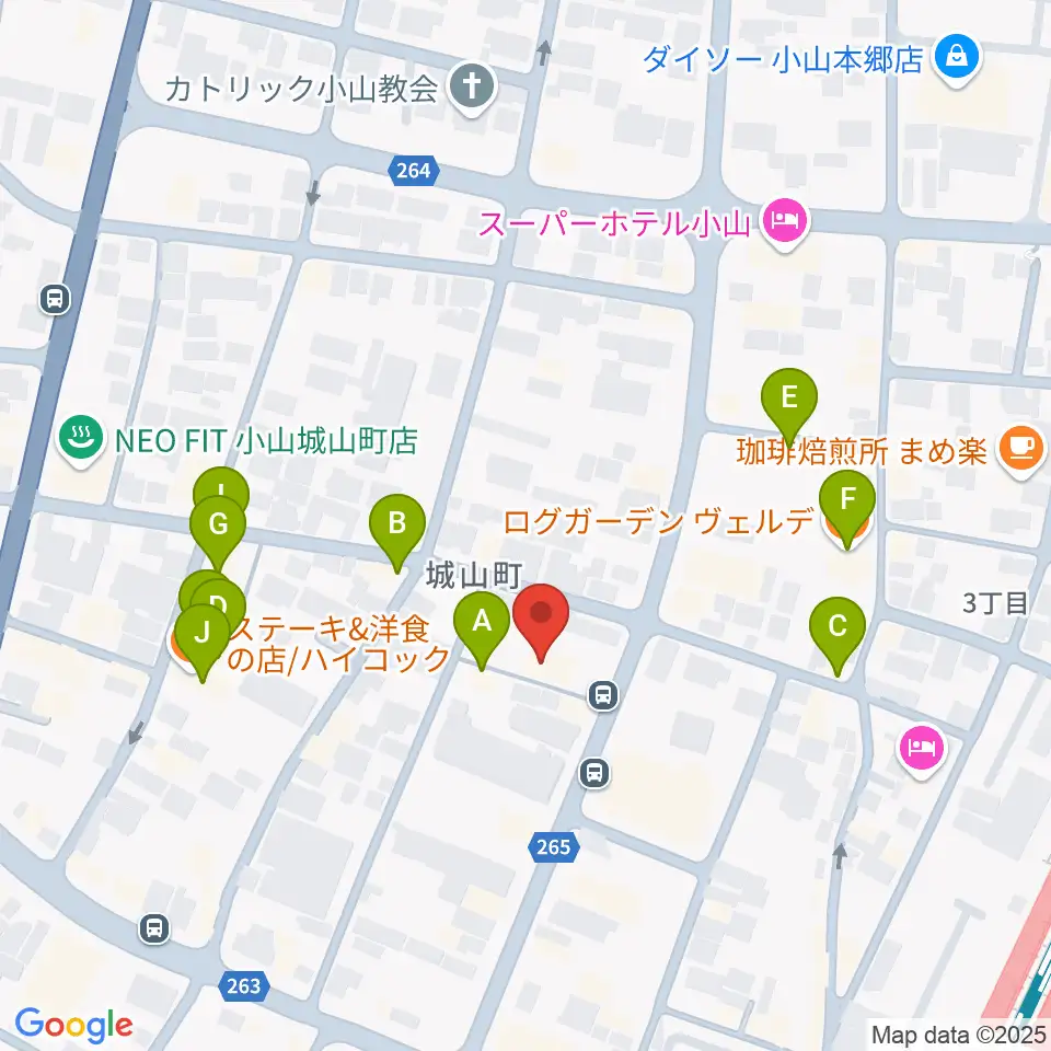 カワイ小山ショップ周辺のファミレス・ファーストフード一覧地図