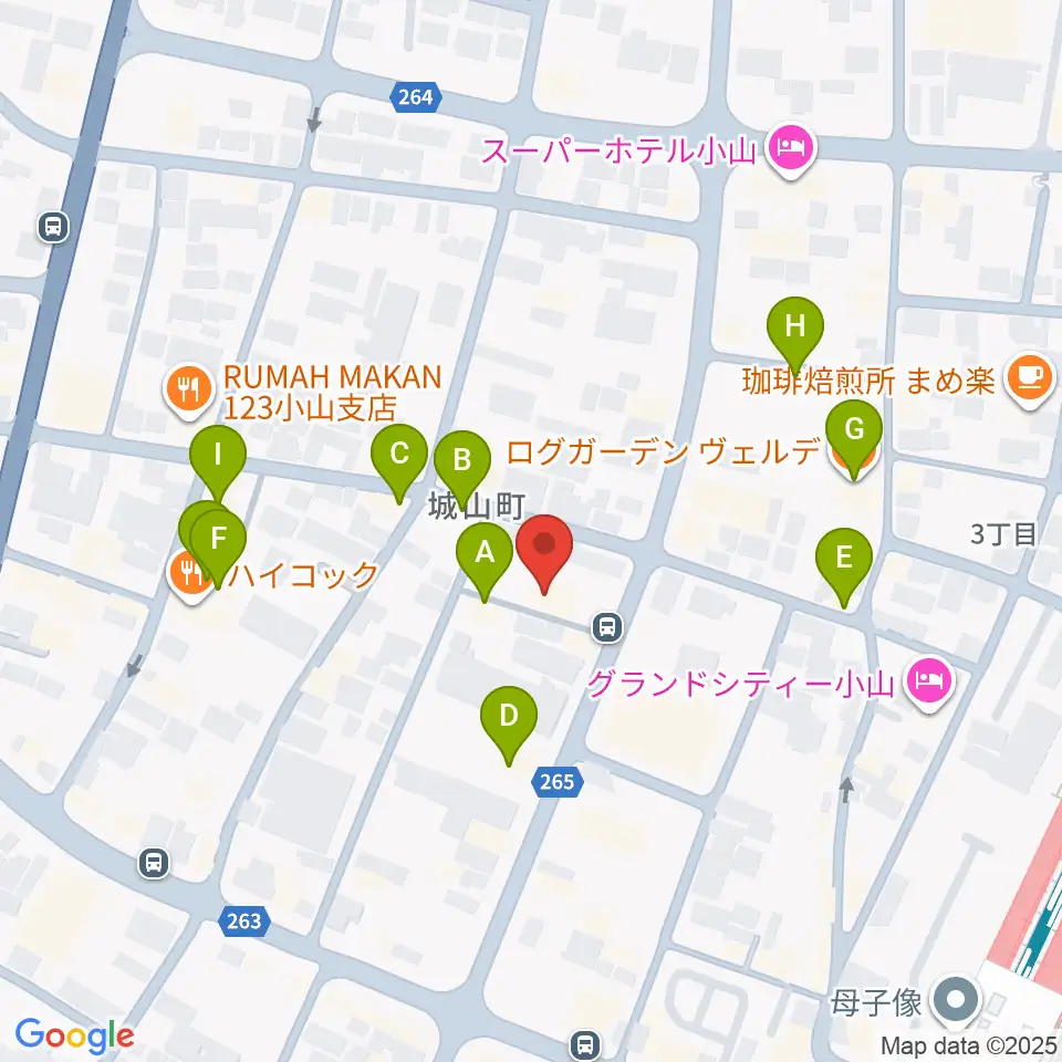 カワイ小山ショップ周辺のファミレス・ファーストフード一覧地図