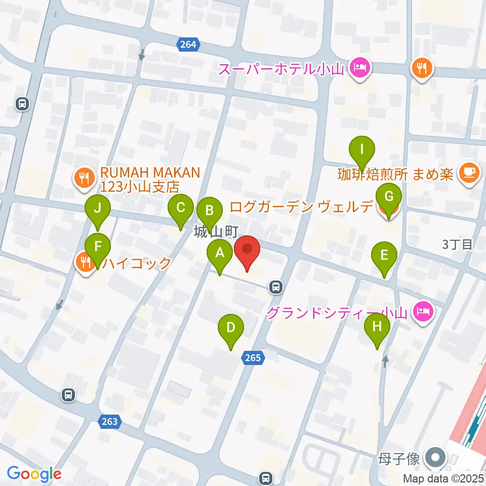 カワイ小山ショップ周辺のファミレス・ファーストフード一覧地図