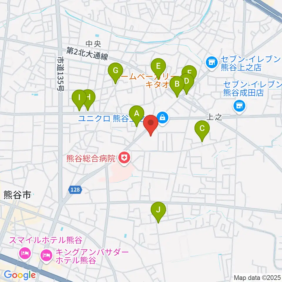 カワイ熊谷ショップ周辺のファミレス・ファーストフード一覧地図