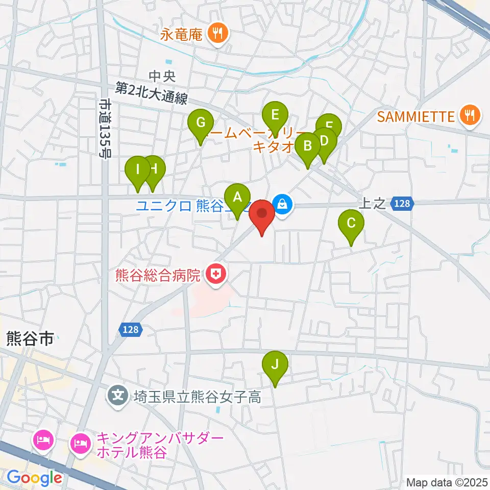 カワイ熊谷ショップ周辺のファミレス・ファーストフード一覧地図