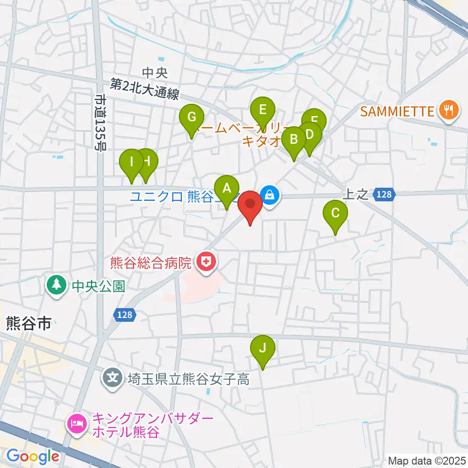 カワイ熊谷ショップ周辺のファミレス・ファーストフード一覧地図