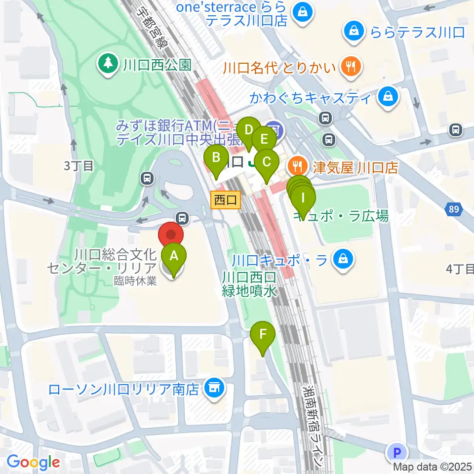 カワイ川口ショップリリア周辺のファミレス・ファーストフード一覧地図
