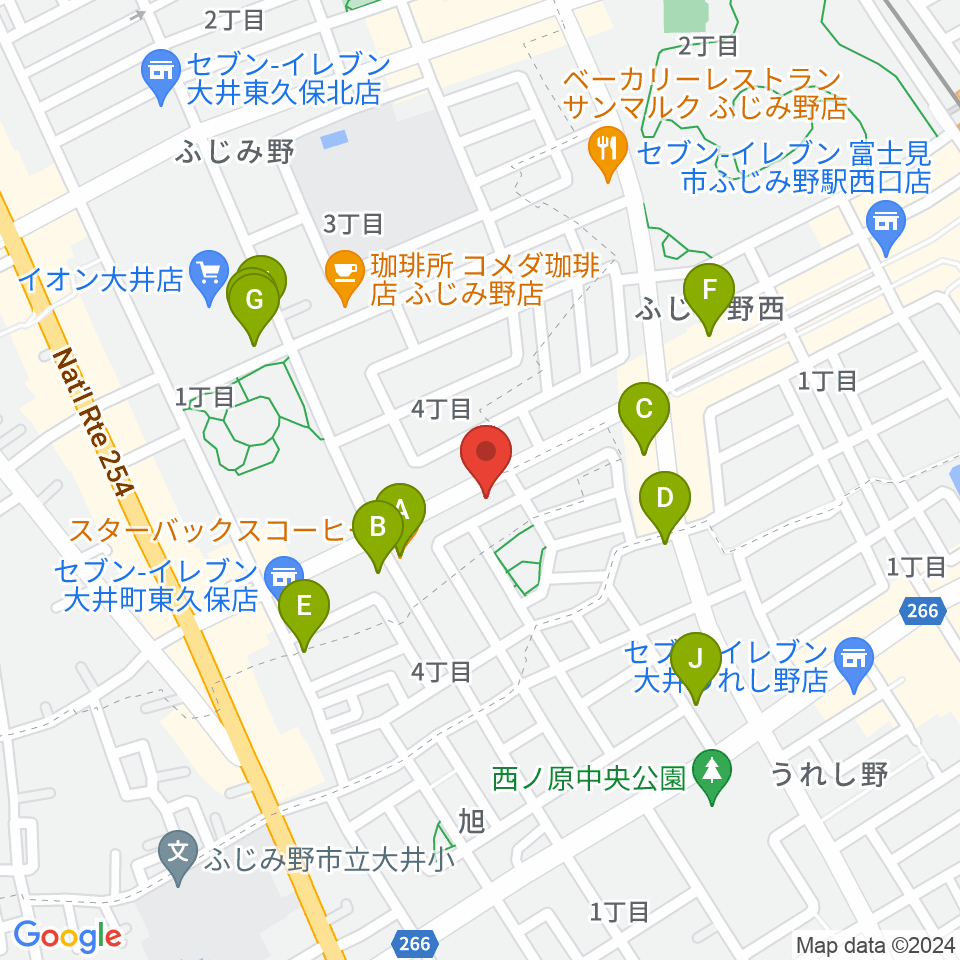 カワイふじみ野ショップ周辺のファミレス・ファーストフード一覧地図