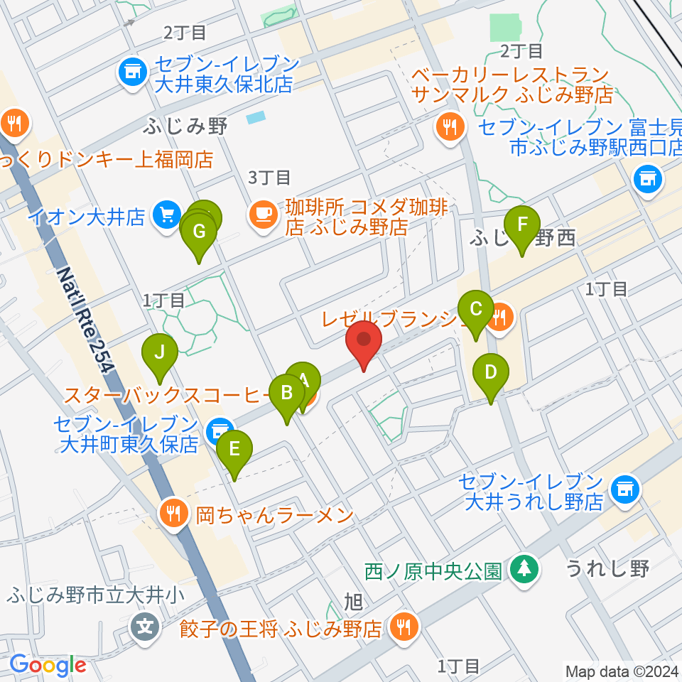 カワイふじみ野ショップ周辺のファミレス・ファーストフード一覧地図