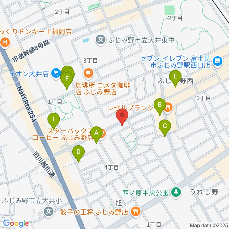 カワイふじみ野ショップ周辺のファミレス・ファーストフード一覧地図