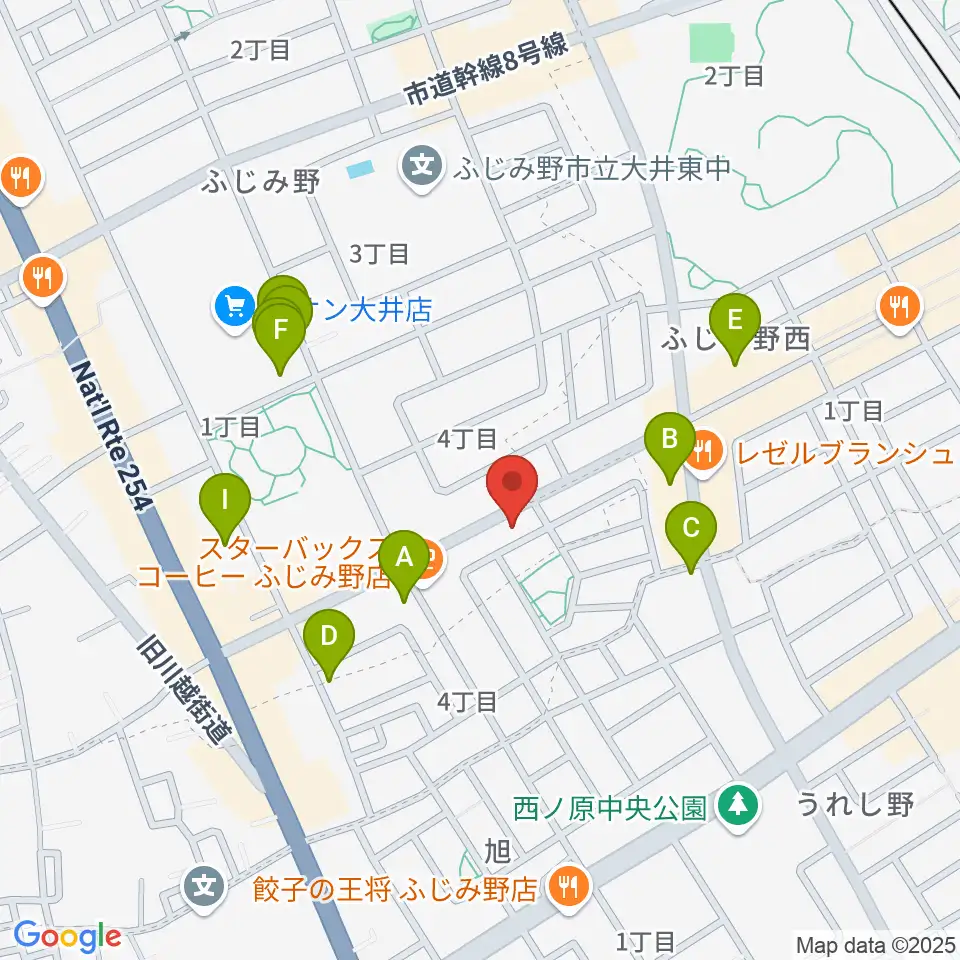 カワイふじみ野ショップ周辺のファミレス・ファーストフード一覧地図