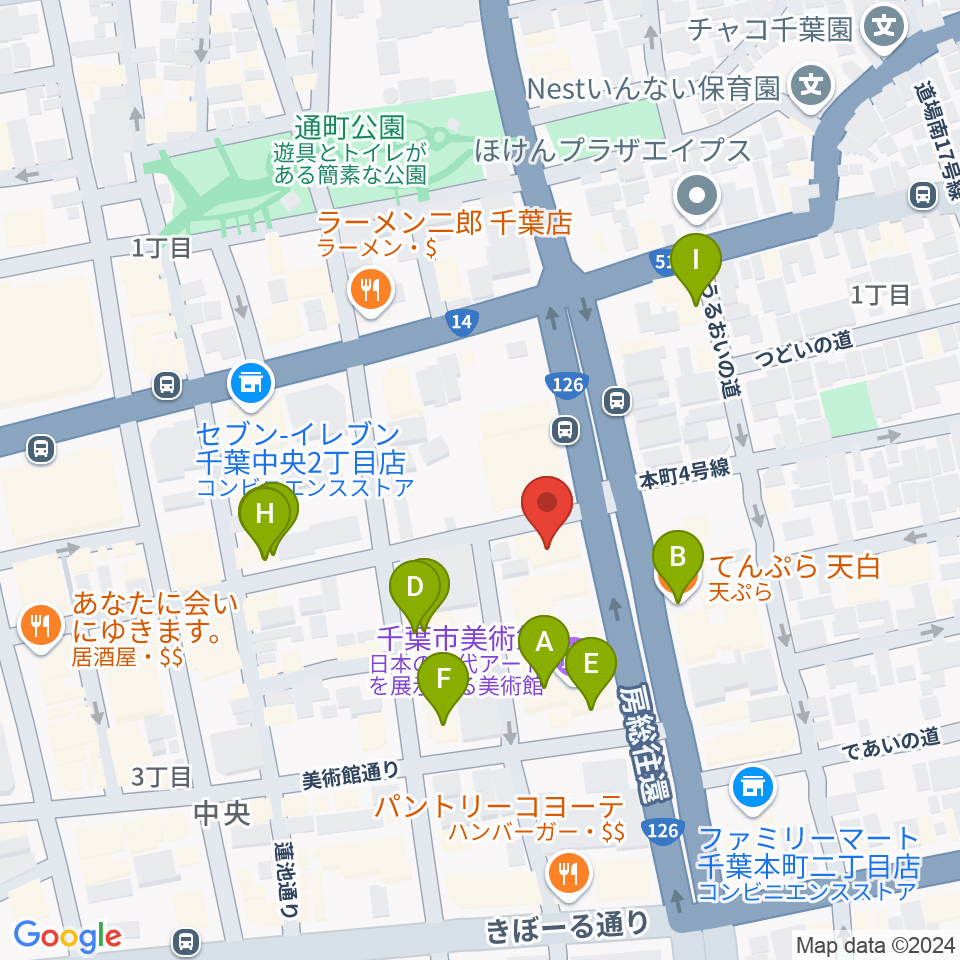 カワイ千葉周辺のファミレス・ファーストフード一覧地図