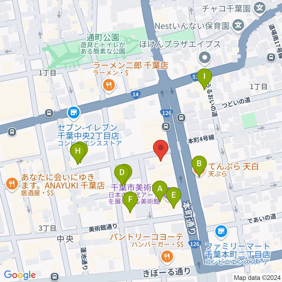 カワイ千葉周辺のファミレス・ファーストフード一覧地図