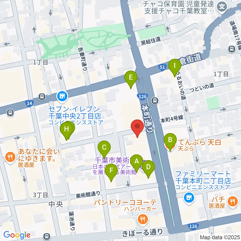 カワイ千葉周辺のファミレス・ファーストフード一覧地図