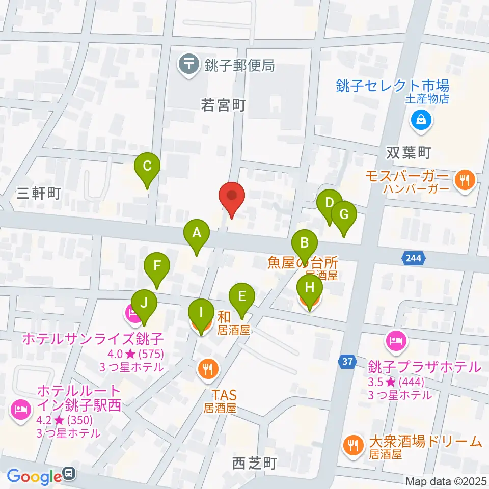 カワイ銚子ショップ周辺のファミレス・ファーストフード一覧地図