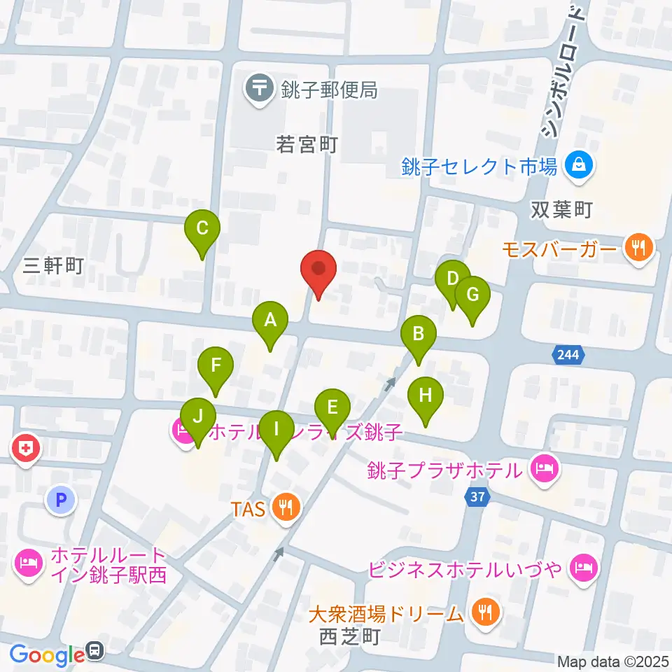 カワイ銚子ショップ周辺のファミレス・ファーストフード一覧地図