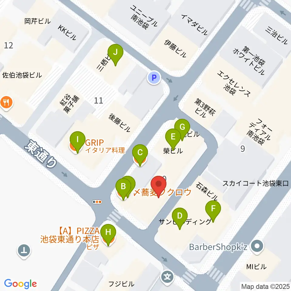 カワイ池袋ショップ周辺のファミレス・ファーストフード一覧地図