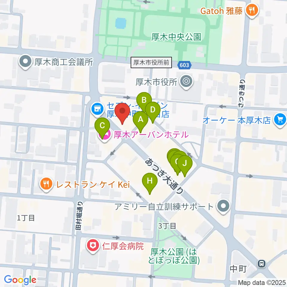 カワイ厚木ショップ周辺のファミレス・ファーストフード一覧地図